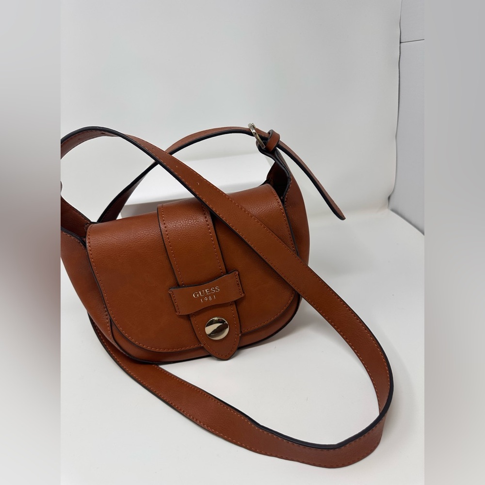 Guess Tan Leather Crossbody Bag